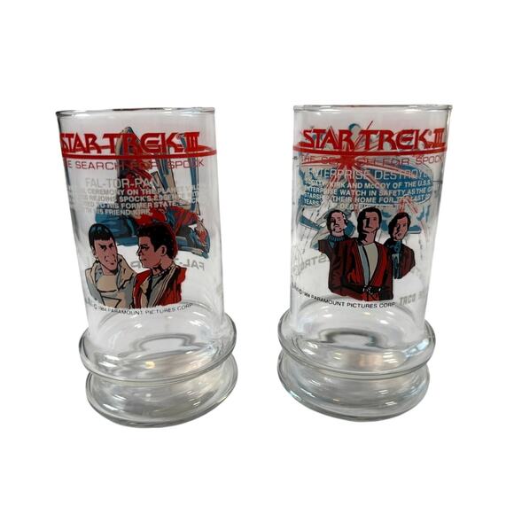 Star Trek III The Search for Spock 1984 Taco Bell Collectors Glasses Set of 2 - Picture 1 of 9